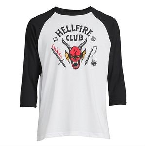 Stranger Things Hellfire Club Men's XL 3/4 Sleeve Graphic Tee